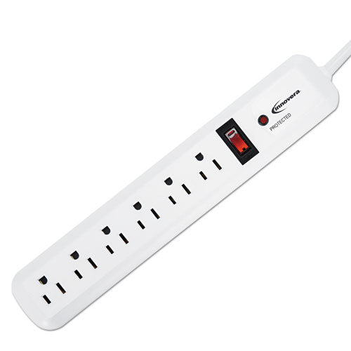 Innovera® wholesale. Surge Protector, 6 Outlets, 4 Ft Cord, 540 Joules, White. HSD Wholesale: Janitorial Supplies, Breakroom Supplies, Office Supplies.