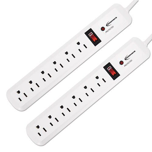 Innovera® wholesale. Surge Protector, 6 Outlets, 4 Ft Cord, 540 Joules, White, 2-pk. HSD Wholesale: Janitorial Supplies, Breakroom Supplies, Office Supplies.