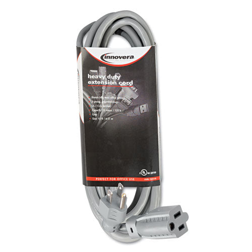 Innovera® wholesale. Indoor Heavy-duty Extension Cord, 15ft, Gray. HSD Wholesale: Janitorial Supplies, Breakroom Supplies, Office Supplies.