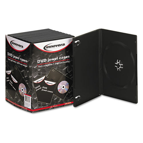 Innovera® wholesale. Standard Dvd Case, Black, 10-pack. HSD Wholesale: Janitorial Supplies, Breakroom Supplies, Office Supplies.
