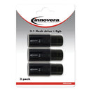 Innovera® wholesale. Usb 3.0 Flash Drive, 8 Gb, 3-pack. HSD Wholesale: Janitorial Supplies, Breakroom Supplies, Office Supplies.
