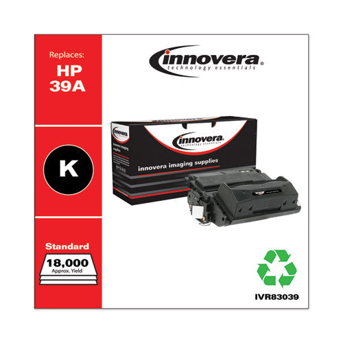 Innovera® wholesale. Remanufactured Black Toner, Replacement For Hp 39a (q1339a), 18,000 Page-yield. HSD Wholesale: Janitorial Supplies, Breakroom Supplies, Office Supplies.