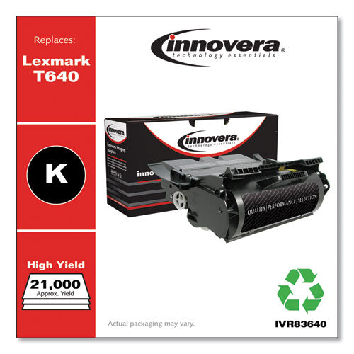 Innovera® wholesale. Remanufactured Black High-yield Toner, Replacement For Lexmark T640, 21,000 Page-yield. HSD Wholesale: Janitorial Supplies, Breakroom Supplies, Office Supplies.