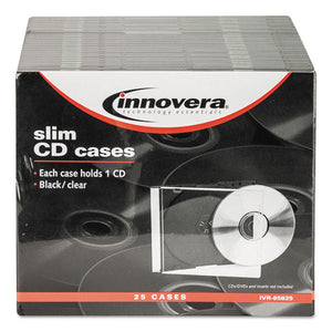 Innovera® wholesale. Cd-dvd Slim Jewel Cases, Clear-black, 25-pack. HSD Wholesale: Janitorial Supplies, Breakroom Supplies, Office Supplies.