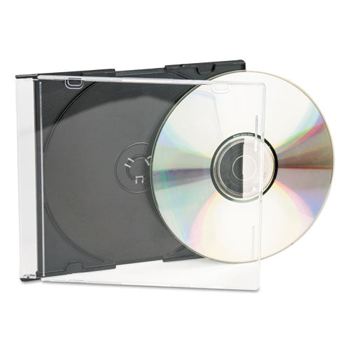 Innovera® wholesale. Cd-dvd Slim Jewel Cases, Clear-black, 50-pack. HSD Wholesale: Janitorial Supplies, Breakroom Supplies, Office Supplies.