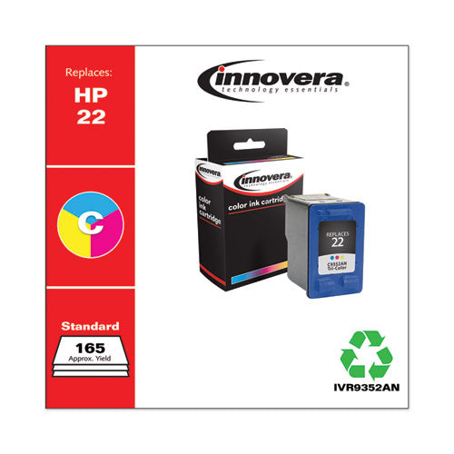 Innovera® wholesale. Remanufactured Tri-color Ink, Replacement For Hp 22 (c9352an), 165 Page-yield. HSD Wholesale: Janitorial Supplies, Breakroom Supplies, Office Supplies.