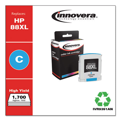 Innovera® wholesale. Remanufactured Cyan High-yield Ink, Replacement For Hp 88xl (c9391an), 1,700 Page-yield. HSD Wholesale: Janitorial Supplies, Breakroom Supplies, Office Supplies.