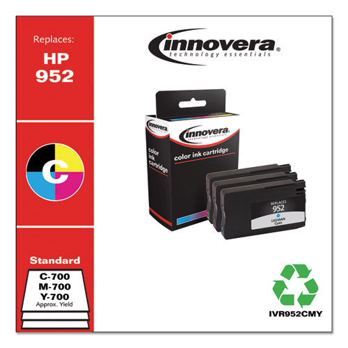 Innovera® wholesale. Remanufactured Cyan-magenta-yellow Ink, Replacement For Hp 952 (n9k27an), 700 Page-yield. HSD Wholesale: Janitorial Supplies, Breakroom Supplies, Office Supplies.