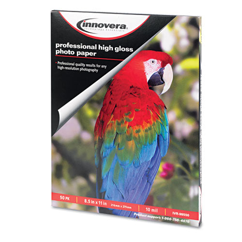Innovera® wholesale. High-gloss Photo Paper, 10 Mil, 8.5 X 11, High-gloss White, 50-pack. HSD Wholesale: Janitorial Supplies, Breakroom Supplies, Office Supplies.