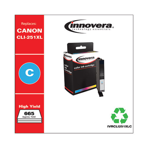 Innovera® wholesale. Remanufactured Cyan High-yield Ink, Replacement For Canon Cli-251xl (6449b001), 665 Page-yield. HSD Wholesale: Janitorial Supplies, Breakroom Supplies, Office Supplies.