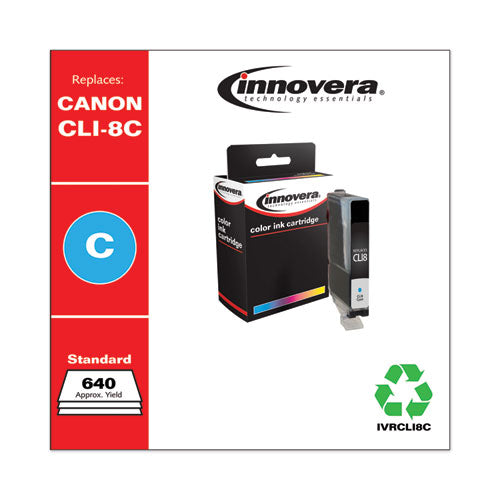 Innovera® wholesale. Remanufactured Cyan Ink, Replacement For Canon Cli8c (0621b002), 640 Page-yield. HSD Wholesale: Janitorial Supplies, Breakroom Supplies, Office Supplies.