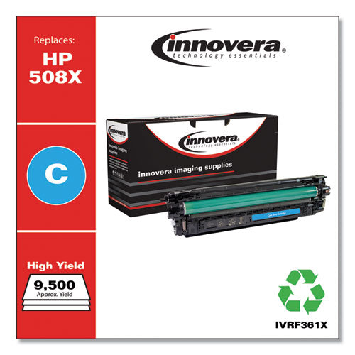 Innovera® wholesale. Remanufactured Cyan High-yield Toner, Replacement For Hp 508x (cf361x), 9,500 Page-yield. HSD Wholesale: Janitorial Supplies, Breakroom Supplies, Office Supplies.