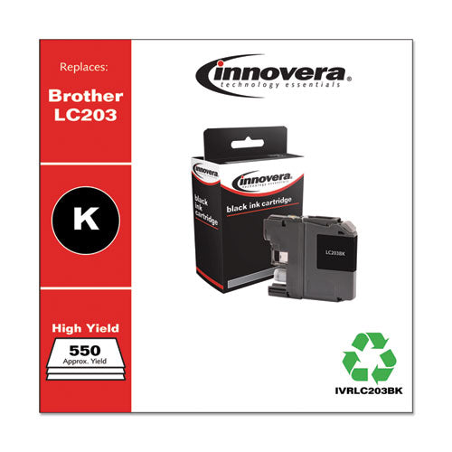 Innovera® wholesale. Remanufactured Black High-yield Ink, Replacement For Brother Lc203bk, 550 Page-yield. HSD Wholesale: Janitorial Supplies, Breakroom Supplies, Office Supplies.