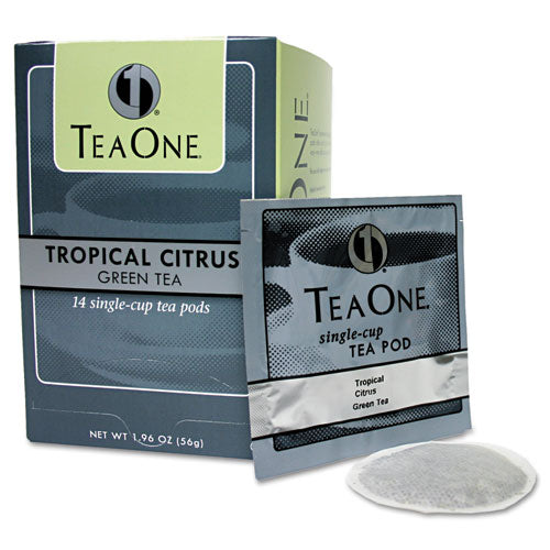 Tea One® wholesale. Tea Pods, Tropical Citrus Green, 14-box. HSD Wholesale: Janitorial Supplies, Breakroom Supplies, Office Supplies.