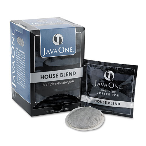 Java One® wholesale. Coffee Pods, House Blend, Single Cup, 14-box. HSD Wholesale: Janitorial Supplies, Breakroom Supplies, Office Supplies.