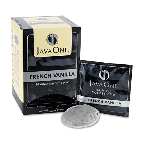 Java One® wholesale. Coffee Pods, French Vanilla, Single Cup, 14-box. HSD Wholesale: Janitorial Supplies, Breakroom Supplies, Office Supplies.