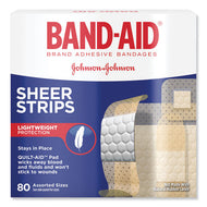 BAND-AID® wholesale. Tru-stay Sheer Strips Adhesive Bandages, Assorted, 80-box. HSD Wholesale: Janitorial Supplies, Breakroom Supplies, Office Supplies.