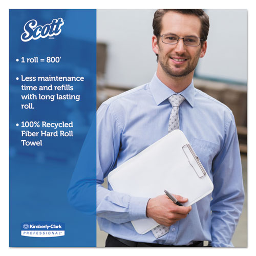 Scott® wholesale. Scott Essential 100% Recycled Fiber Hard Roll Towel, 1.5" Core,white,8" X 800ft, 12-ct. HSD Wholesale: Janitorial Supplies, Breakroom Supplies, Office Supplies.