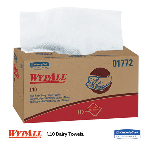 WypAll® wholesale. L10 Sani-prep Dairy Towels,pop-up Box, 1ply, 10 1-2x10 1-4, 110-pk, 18 Pk-carton. HSD Wholesale: Janitorial Supplies, Breakroom Supplies, Office Supplies.