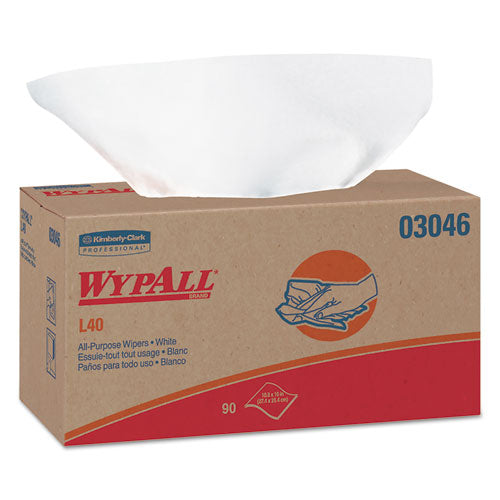 WypAll® wholesale. L40 Towels, Pop-up Box, White, 10 4-5 X 10, 90-box, 9 Boxes-carton. HSD Wholesale: Janitorial Supplies, Breakroom Supplies, Office Supplies.