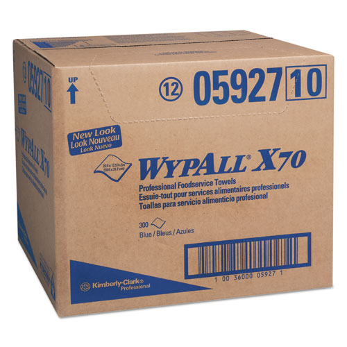 WypAll® wholesale. X70 Foodservice Towels, 1-4 Fold, 12 1-2 X 23 1-2, Blue, 300-carton. HSD Wholesale: Janitorial Supplies, Breakroom Supplies, Office Supplies.