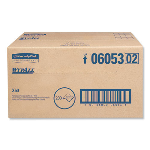 WypAll® wholesale. X50 Foodservice Towels, 1-4 Fold, 23 1-2 X 12 1-2, White, 200-carton. HSD Wholesale: Janitorial Supplies, Breakroom Supplies, Office Supplies.