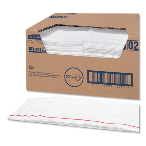 WypAll® wholesale. X50 Foodservice Towels, 1-4 Fold, 23 1-2 X 12 1-2, White, 200-carton. HSD Wholesale: Janitorial Supplies, Breakroom Supplies, Office Supplies.