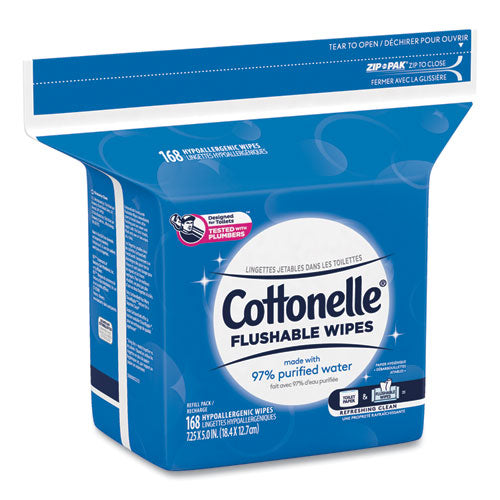 Cottonelle® wholesale. Cottonelle Fresh Care Flushable Cleansing Cloths, White, 5x7 1-4, 168-pack,8 Pack-carton. HSD Wholesale: Janitorial Supplies, Breakroom Supplies, Office Supplies.