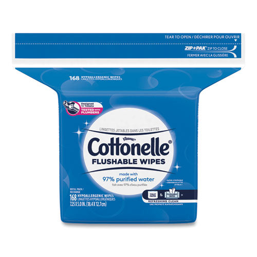 Cottonelle® wholesale. Cottonelle Fresh Care Flushable Cleansing Cloths, White, 5 X 7 1-4, 168-pack. HSD Wholesale: Janitorial Supplies, Breakroom Supplies, Office Supplies.