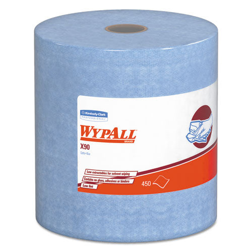 WypAll® wholesale. X90 Cloths, Jumbo Roll, 11 1-10 X 13 2-5, Denim Blue, 450-roll, 1 Roll-carton. HSD Wholesale: Janitorial Supplies, Breakroom Supplies, Office Supplies.