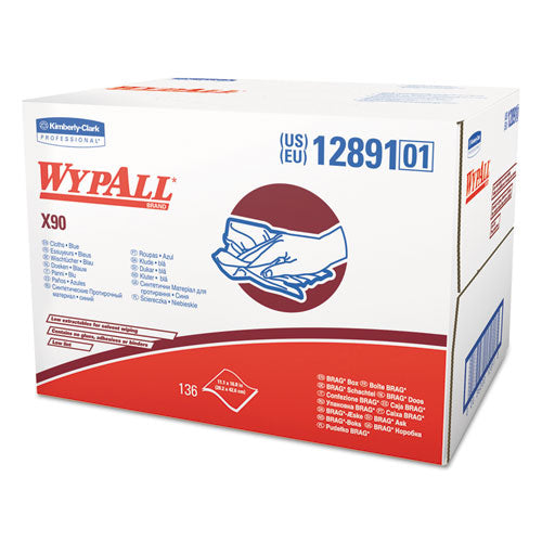 WypAll® wholesale. X90 Cloths, Brag Box, 11 1-10 X 16 4-5, Denim Blue, 136-box, 1 Box-carton. HSD Wholesale: Janitorial Supplies, Breakroom Supplies, Office Supplies.