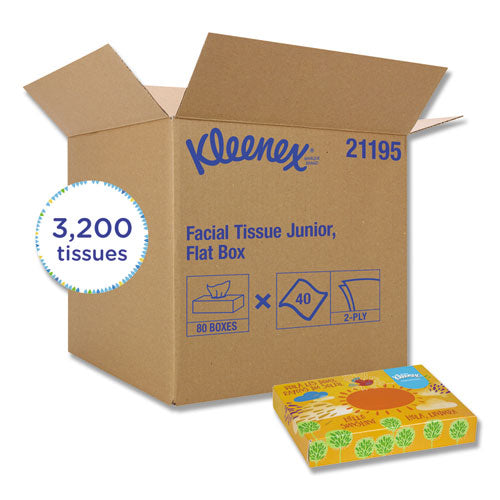 Kleenex® wholesale. White Facial Tissue Junior Pack, 2-ply, 40 Sheets-box, 80 Boxes-carton. HSD Wholesale: Janitorial Supplies, Breakroom Supplies, Office Supplies.