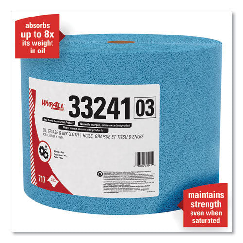 WypAll® wholesale. Oil, Grease And Ink Cloths, Jumbo Roll, 9 3-5 X 13 2-5, Blue, 717-roll. HSD Wholesale: Janitorial Supplies, Breakroom Supplies, Office Supplies.
