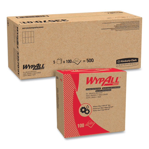 WypAll® wholesale. Oil, Grease And Ink Cloths, Pop-up Box, 8 4-5 X 16 4-5, Blue, 100-box, 5-carton. HSD Wholesale: Janitorial Supplies, Breakroom Supplies, Office Supplies.