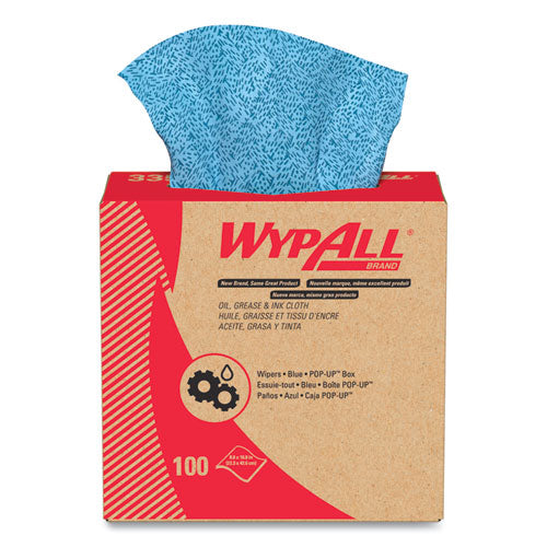 WypAll® wholesale. Oil, Grease And Ink Cloths, Pop-up Box, 8 4-5 X 16 4-5, Blue, 100-box, 5-carton. HSD Wholesale: Janitorial Supplies, Breakroom Supplies, Office Supplies.