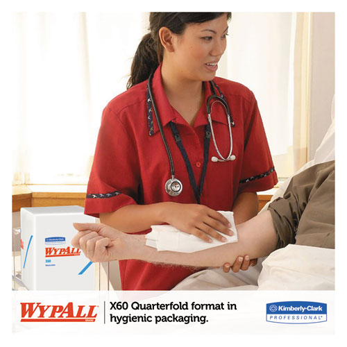WypAll® wholesale. X60 Cloths, 1-4 Fold, 12 1-2 X 13, White, 76-box, 12 Boxes-carton. HSD Wholesale: Janitorial Supplies, Breakroom Supplies, Office Supplies.