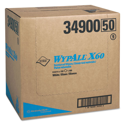 WypAll® wholesale. X60 Cloths, Flat Sheet, 12 1-2 X 16 4-5, White, 150-bx, 6-ct. HSD Wholesale: Janitorial Supplies, Breakroom Supplies, Office Supplies.