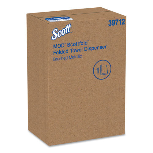 Scott® wholesale. Mod* Scottfold* Towel Dispenser, 10.6 X 5.48 X 18.79, Brushed Metallic. HSD Wholesale: Janitorial Supplies, Breakroom Supplies, Office Supplies.