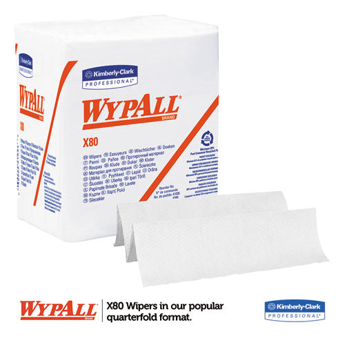 WypAll® wholesale. X80 Cloths, Hydroknit, 1-4 Fold, 12 1-2 X 12, White, 50-box, 4 Boxes-carton. HSD Wholesale: Janitorial Supplies, Breakroom Supplies, Office Supplies.