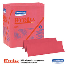 Load image into Gallery viewer, WypAll® wholesale. X80 Cloths, 1-4 Fold, Hydroknit, 12 1-2 X 12, Red, 50-box, 4 Boxes-carton. HSD Wholesale: Janitorial Supplies, Breakroom Supplies, Office Supplies.