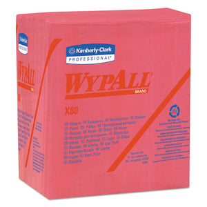 WypAll® wholesale. X80 Cloths, 1-4 Fold, Hydroknit, 12 1-2 X 12, Red, 50-box, 4 Boxes-carton. HSD Wholesale: Janitorial Supplies, Breakroom Supplies, Office Supplies.