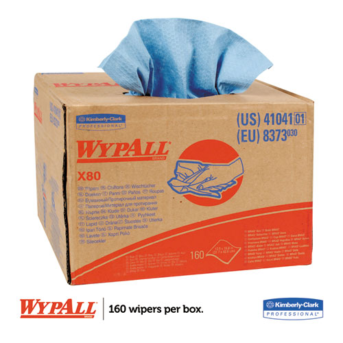 WypAll® wholesale. X80 Cloths, Brag Box, Hydroknit, Blue, 11.1 X 16.8, 160 Wipers-carton. HSD Wholesale: Janitorial Supplies, Breakroom Supplies, Office Supplies.