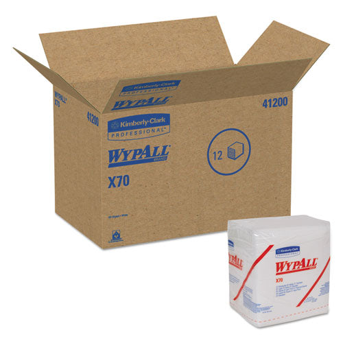 WypAll® wholesale. X70 Cloths, 1-4 Fold, 12 1-2 X 12, White, 76-pack, 12 Packs-carton. HSD Wholesale: Janitorial Supplies, Breakroom Supplies, Office Supplies.