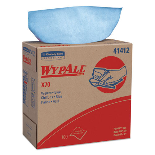 WypAll® wholesale. X70 Cloths, Pop-up Box, 9 1-10 X 16 4-5, Blue, 100-box, 10 Boxes-carton. HSD Wholesale: Janitorial Supplies, Breakroom Supplies, Office Supplies.