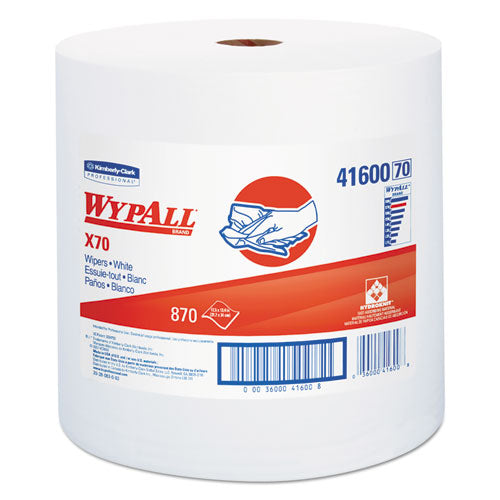 WypAll® wholesale. X70 Cloths, Jumbo Roll, Perf., 12 1-2 X 13 2-5, White, 870 Towels-roll. HSD Wholesale: Janitorial Supplies, Breakroom Supplies, Office Supplies.