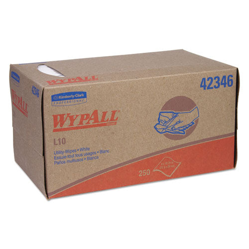 WypAll® wholesale. L10 Towels, Pop-up Box, 1-ply, 10 1-4 X 9, White, 250-box. HSD Wholesale: Janitorial Supplies, Breakroom Supplies, Office Supplies.