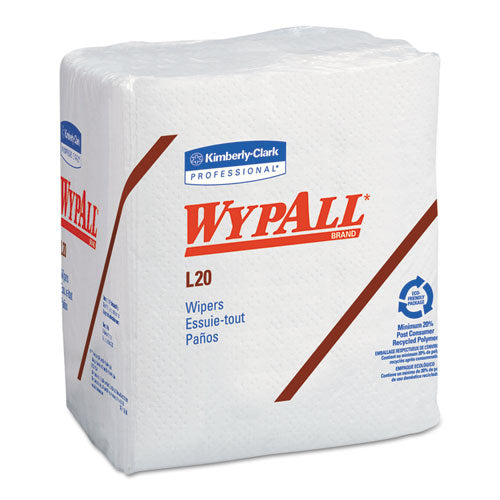 WypAll® wholesale. L20 Towels, 1-4 Fold, 4-ply, 12 1-5 X 13, White, 68-pack, 12-carton. HSD Wholesale: Janitorial Supplies, Breakroom Supplies, Office Supplies.