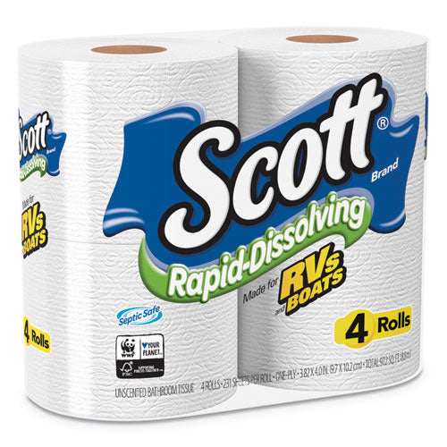 Scott® wholesale. Scott Rapid-dissolving Toilet Paper, Bath Tissue, Septic Safe, 1-ply, White, 231 Sheets-roll, 4-rolls-pack, 12 Packs-carton. HSD Wholesale: Janitorial Supplies, Breakroom Supplies, Office Supplies.