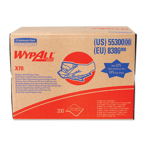 WypAll® wholesale. X70 Cloths, 16.8" X 12 1-2", 200-carton. HSD Wholesale: Janitorial Supplies, Breakroom Supplies, Office Supplies.