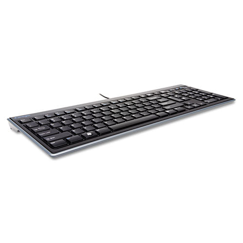 Kensington® wholesale. KENSINGTON® Slim Type Standard Keyboard, 104 Keys, Black-silver. HSD Wholesale: Janitorial Supplies, Breakroom Supplies, Office Supplies.